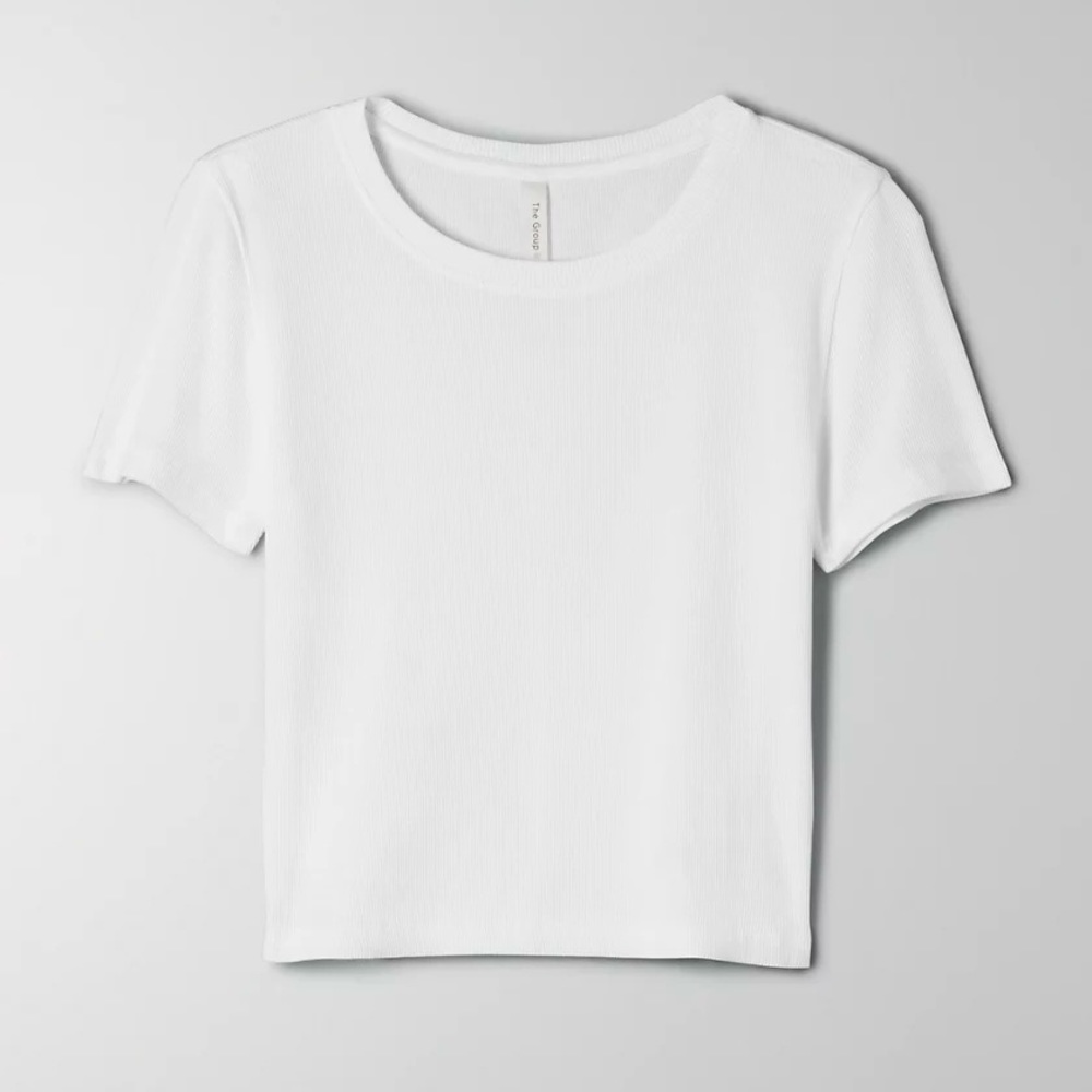 EUC ARITZIA GROUP BY BABATON Foundation Rib Crop T-Shirt XS White